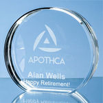8.5cm x 10cm Optical Crystal Stand Up Circle Award