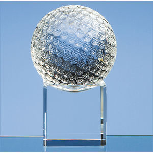 8cm Optical Crystal Golf Ball on a Clear Crystal Base