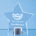 14cm Clear Glass Star Mounted on a Brushed Aluminium Base