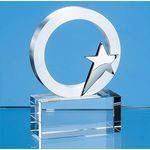 7.5cm Silver Star & Circle on an Optical Crystal Base