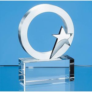 7.5cm Silver Star & Circle on an Optical Crystal Base