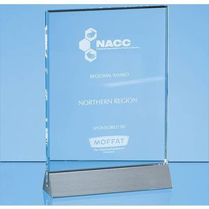 18cm x 12.5cm x 1cm Clear Glass Rectangle on an Aluminium Base