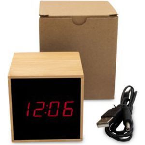 Bamboo desk clock with alarm