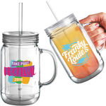 Reusable Plastic Mason Drinking Jar (16oz/455ml)