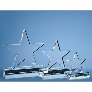 21cm Optical Crystal 5 Pointed Star on Base Award