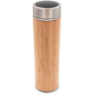 Bamboo vacuum flask 500 ml with sieve stopping dregs and digital beverage temperature display