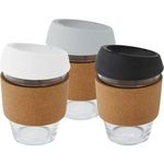 Avenue Lidan 360 ml borosilicate glass tumbler with cork grip and silicone lid