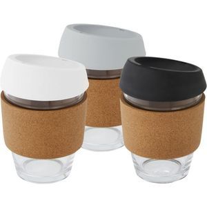 Avenue Lidan 360 ml borosilicate glass tumbler with cork grip and silicone lid