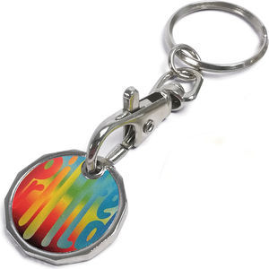 Euro 1 size Trolley Coin Keyring / Keychain - Printed