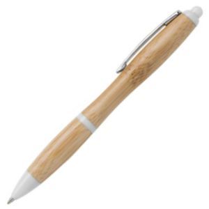 Bamboo ball pen - coloured parts and silver clip