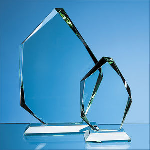 15cm x 10.5cm x 19mm Jade Glass Facetted Ice Peak Award