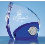 13.5cm Optical Crystal Clear & Cobalt Blue Clock