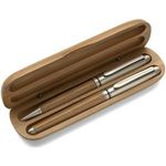 Writing set ball pen and roller ball pen both with metal trim parts