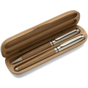 Writing set ball pen and roller ball pen both with metal trim parts
