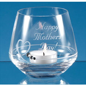 9cm Diamante Petit Tealight Holder with Heart Design