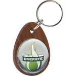 Real Wood Keyrings with Printed & Domed Metal Insert
