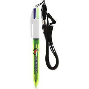 BIC 4 Colours Fluo ballpen + lanyard