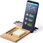 Bamboo desk organizer phone stand