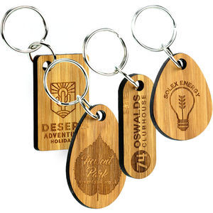 Bespoke Bamboo Keyrings Laser Engraved - Double Sided