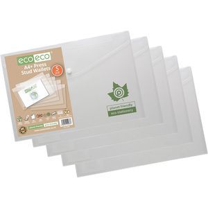 Eco-Eco A4+ 95% Recycled Clear Press Stud Wallets