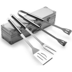 Barbecue set includes spatula fork and tongs