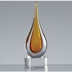 18cm Handmade Crystal Golden Teardrop Award