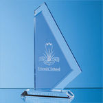 25cm Clear & Cobalt Blue Optical Crystal Glacier Award