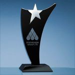 25cm Onyx Black Optic Swoop Award with Silver Star