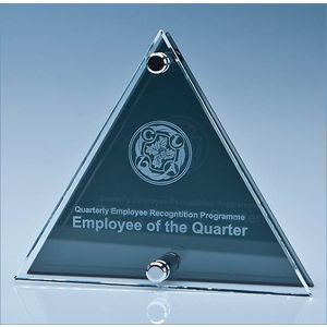 15cm x 17.5cm x 6mm Clear & Smoked Glass Triangle Plaque