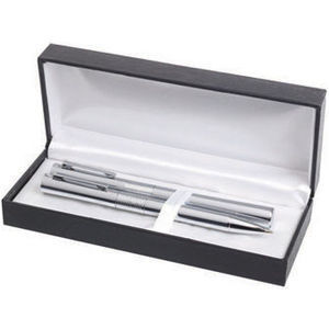 Saturn Set - Hi-Chrome ball pen and roller ball set in a Deluxe box
