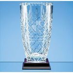 25cm Lead Crystal Panelled Barrel Vase