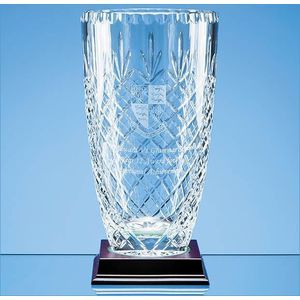 25cm Lead Crystal Panelled Barrel Vase
