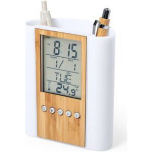 Pen holder with multifunctional clock
