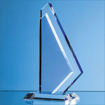 20cm Clear & Cobalt Blue Optical Crystal Glacier Award