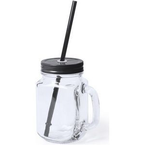 Drinking jar 500 ml with straw