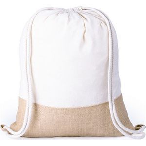 Cotton drawstring bag with jute element