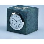 5cm Green Marble Bevel Edged Cube Clock