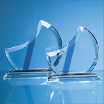 18Cm Optical Crystal Eclipse Award With Sapphire Blue Flash