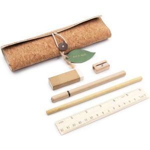 School Set In Cork Pouch Pencil Case