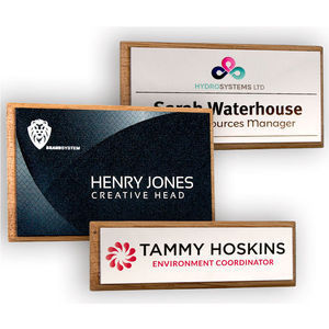 Real Wood Framed Name Badges