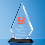 22.5cm Optical Crystal Facet Diamond Award on an Onyx Black Base
