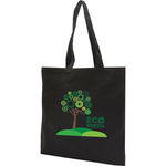 8oz Black Premium Cotton Canvas Tote Bag with Long Handles