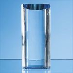 18cm Optical Crystal Semi Circular Cylinder with a Cobalt Blue Base