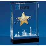 9cm x 6cm x 4cm Optical Crystal Rectangle with Onyx Black Base