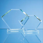 13cm x 18cm x 12mm Jade Glass Bevelled Edge Clipped Square Award