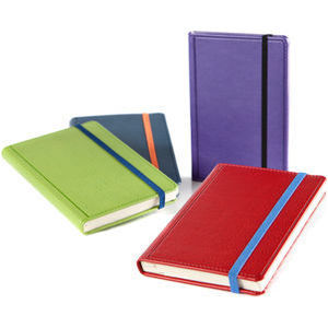A5 Case Bound Notebook With Elastic Strap And Edge Stitch Emboss